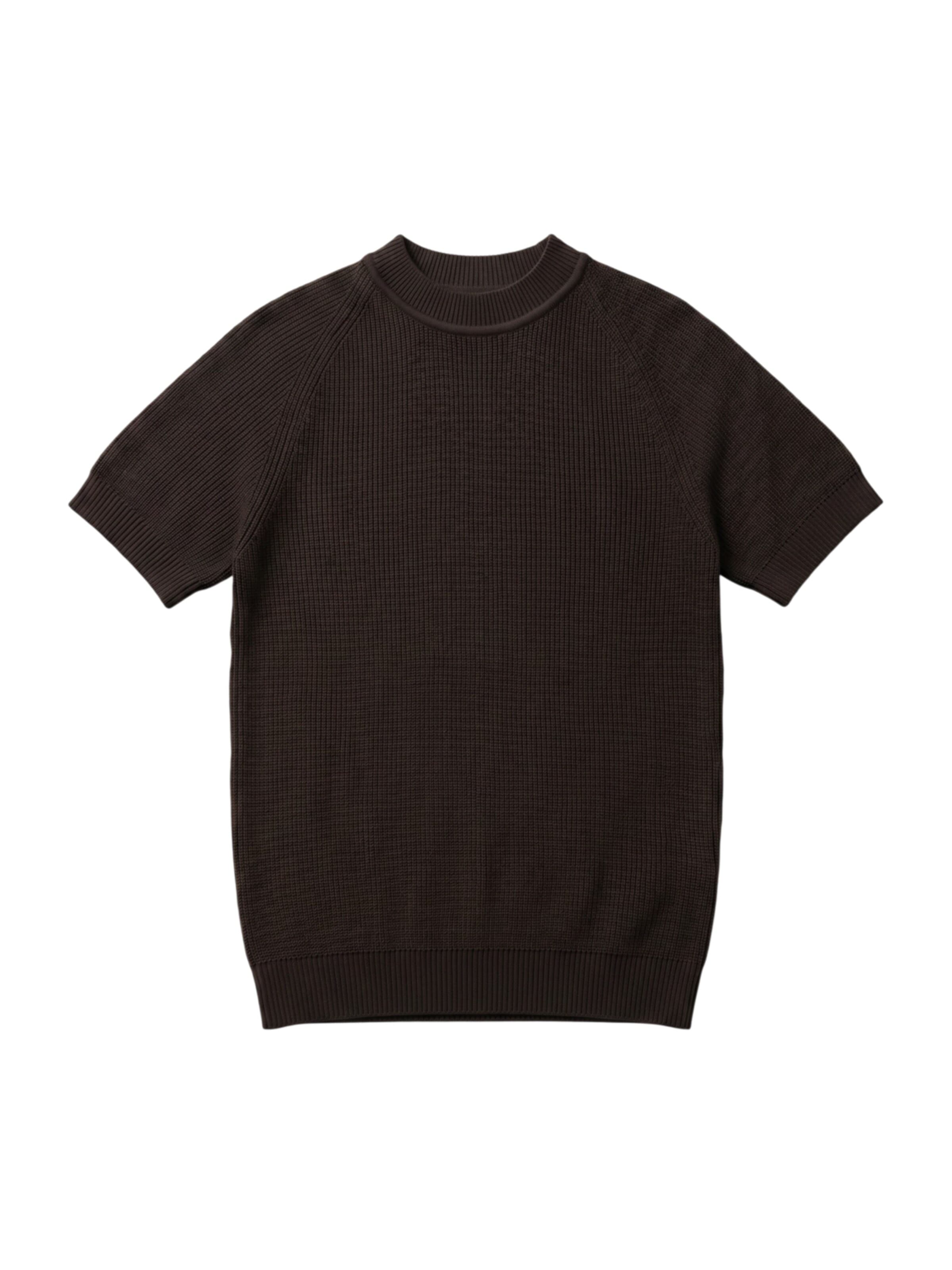 KleidermafiaMajica 'Slim Fit Knit T-shirt - Dark Brown' - smeđa boja: prednji dio