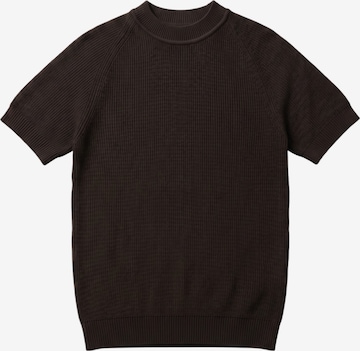Kleidermafia Paita 'Slim Fit Knit T-shirt - Dark Brown' värissä ruskea: etupuoli