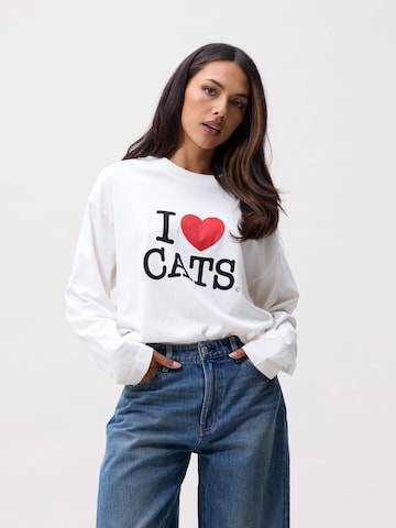 Marvé Amsterdam Shirt 'I Love Cats' in Wit