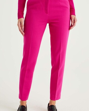 WE Fashion Слим Плиссированные брюки в Ярко-розовый