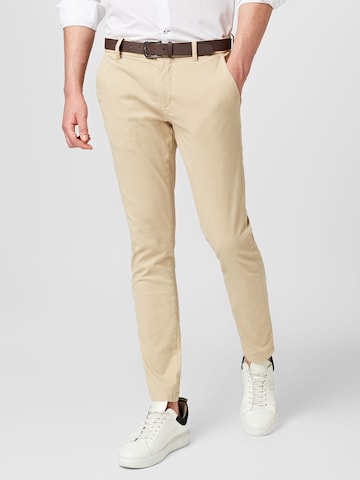 Lindbergh Slim fit Chino Pants in Beige: front