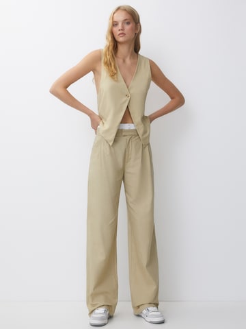 Pull&Bear Wide leg Veckad byxa i beige