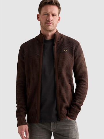 Vestes en maille 'Cardigan with zipper closure and flight pocket' PME Legend en marron : devant