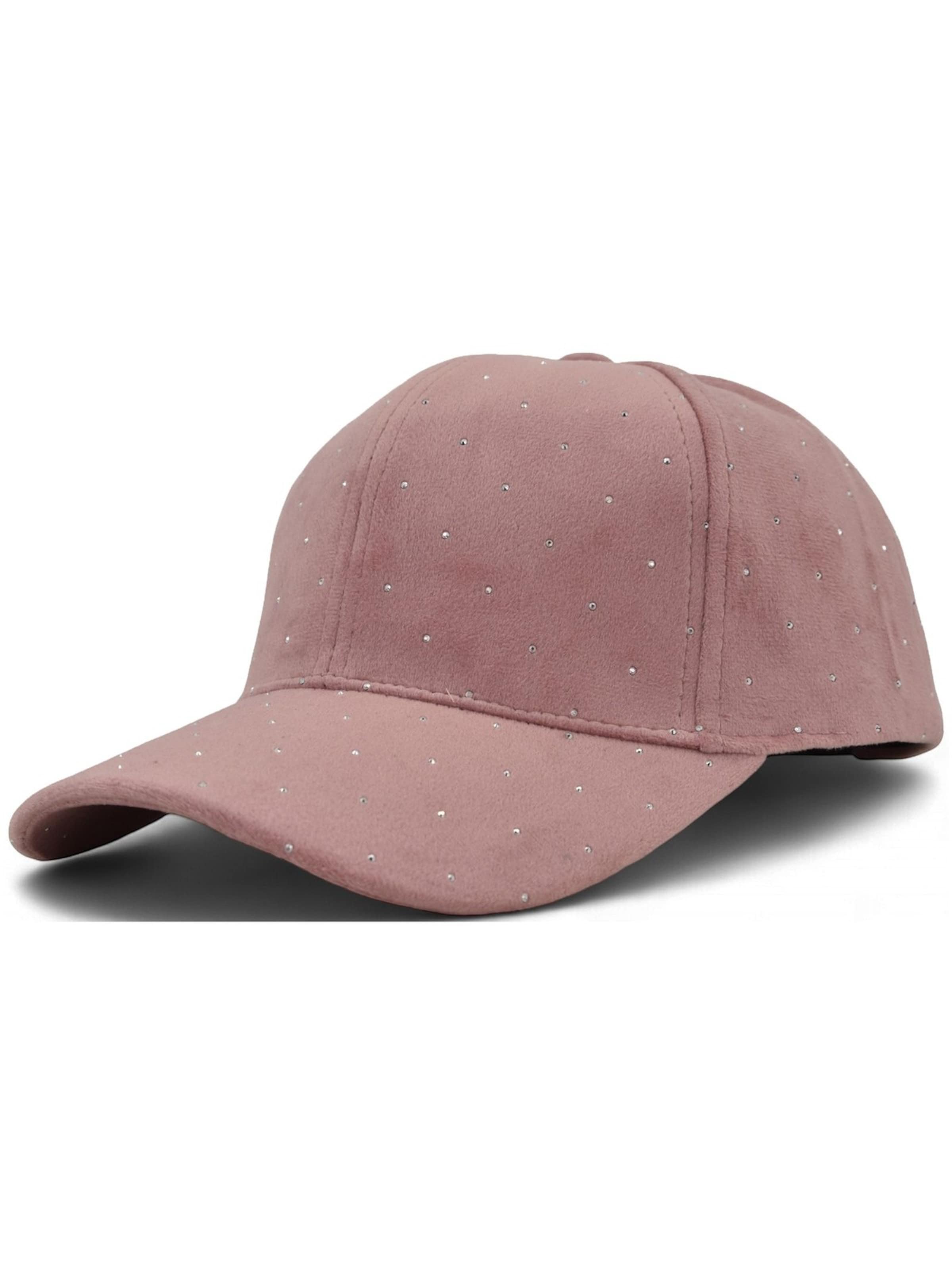 styleBREAKER Cap 'Samt Baseball Cap mit Strass'‌‌‌‌‌‌‌‌ in Pink: Vorderseite