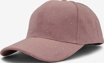 styleBREAKER Cap 'Samt Baseball Cap mit Strass' in Pink: Vorderseite