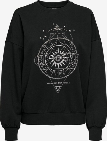 ONLY Sweatshirt 'WANTED SPIRITUAL' i svart: framsida