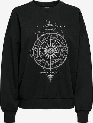 ONLY Sweatshirt 'WANTED SPIRITUAL' in Black: front