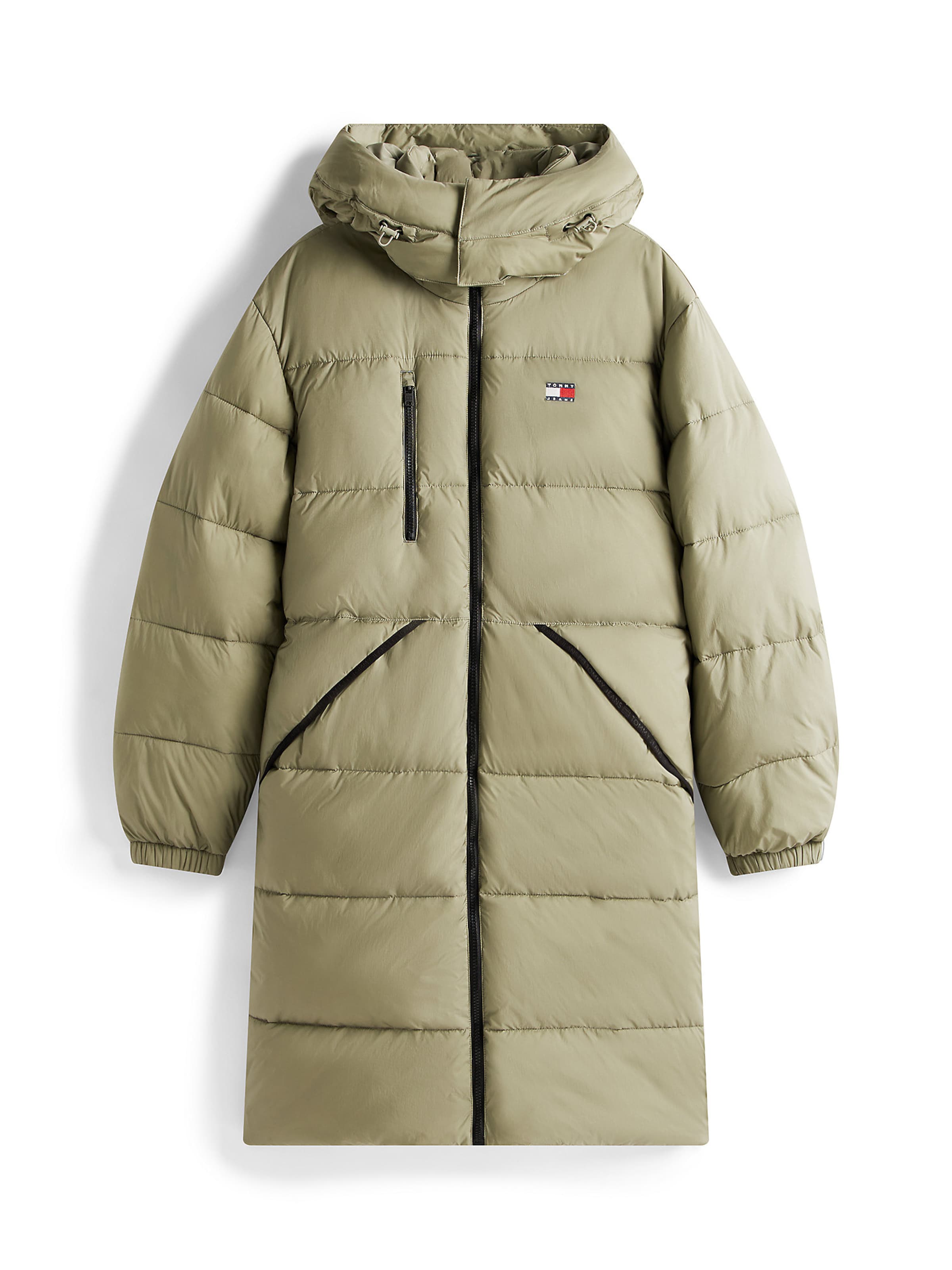 Tommy Jeans Winterjas in Groen: voorkant