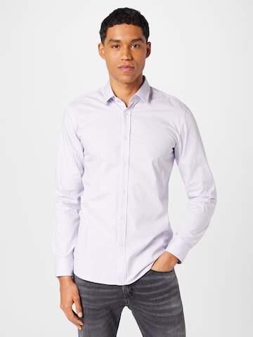 HUGO Slim fit Button Up Shirt 'Elisha' in Purple: front