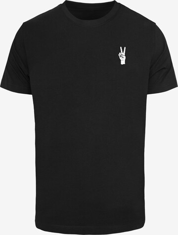 Mister Tee Shirt 'Peace Hand' in Zwart: voorkant