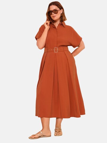 Lipsy - Vestido camisero en marrón: frente