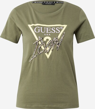 GUESS T-Krekls gaiši dzeltens / gaiši pelēks / haki, Preces skats