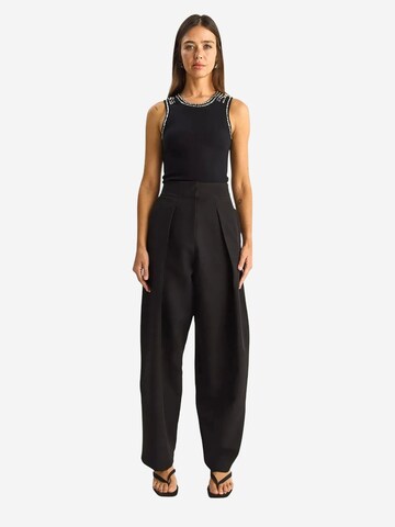 Bianco Lucci Wide leg Bandplooibroek 'Hose' in Zwart