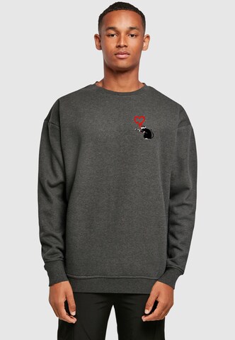 Merchcode Sweatshirt 'Banksy - Love Rat' in Grau: Vorderseite