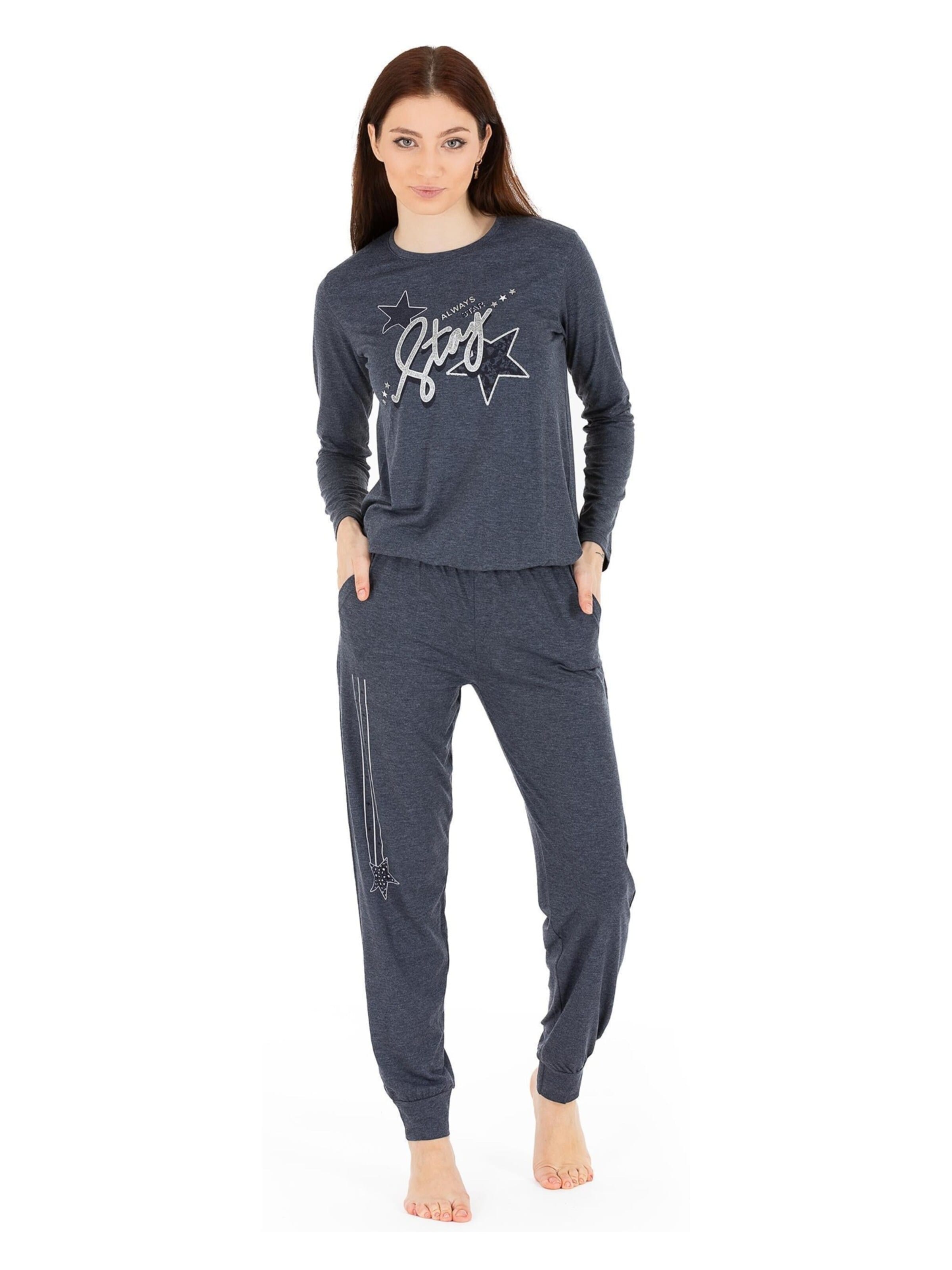 LOREZA Pyjama 'Kira'‌‌‌‌‌‌‌‌‌ in Blau: Vorderseite