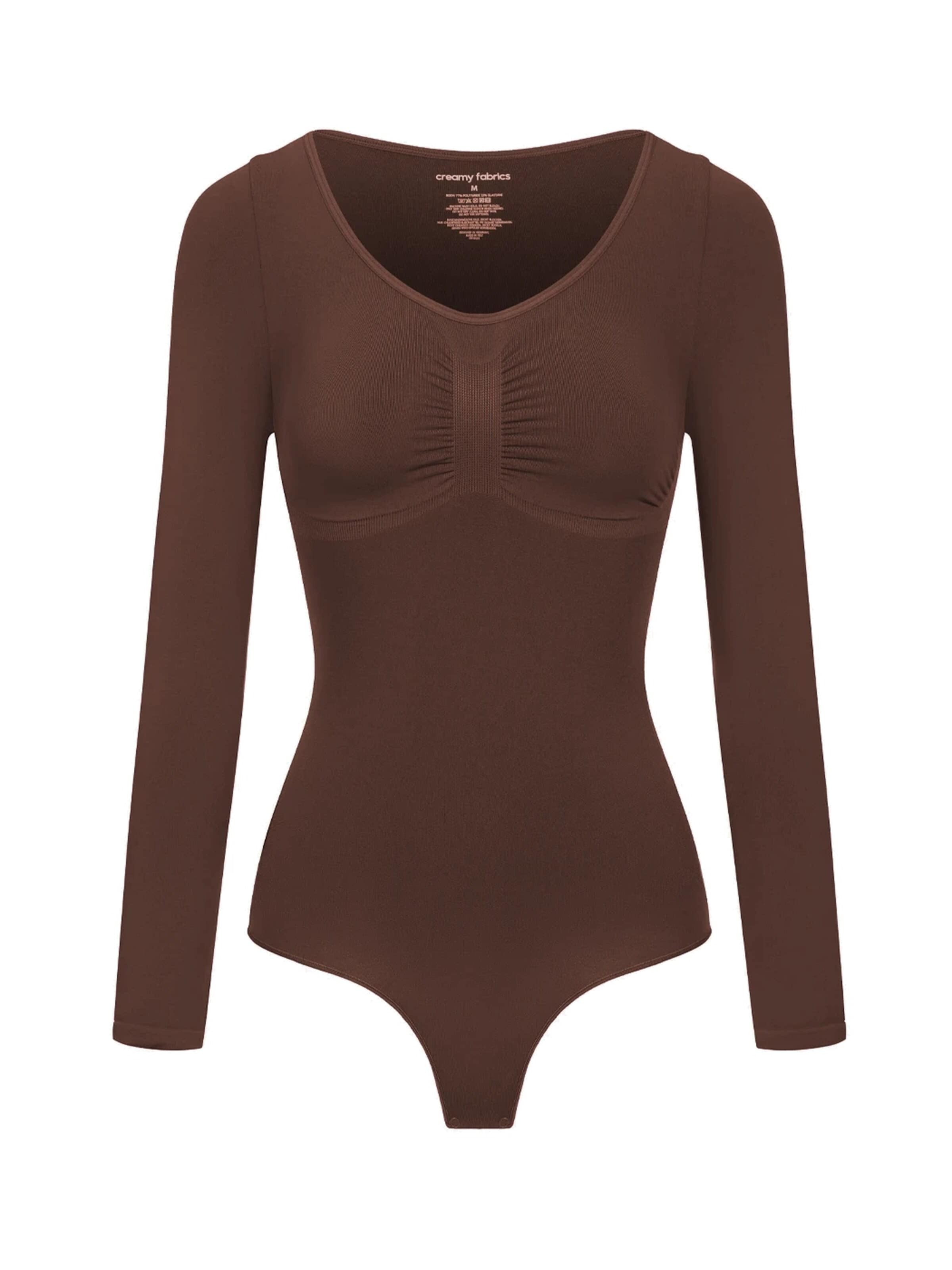 Body modelant 'Bodysuit Sculpting Shapewear Longsleeve mit String' cfab (formerly creamy fabrics) en marron : devant