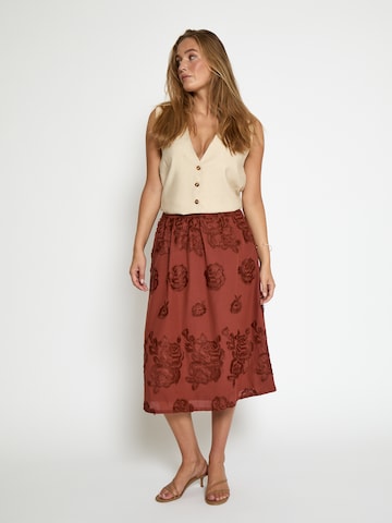 Gonna ' MSGiana Midi Skirt ' di minus in rosso: frontale