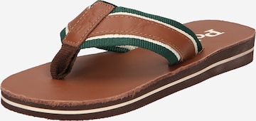 Polo Ralph Lauren T-Bar Sandals in Brown: front