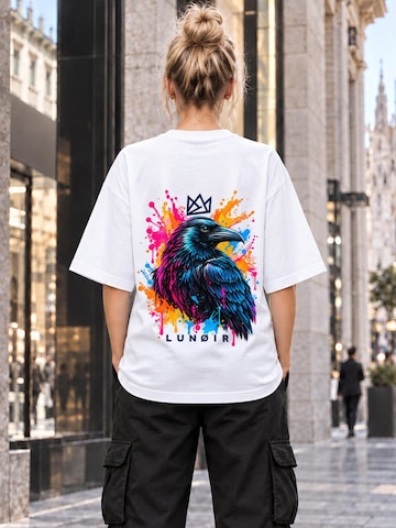 LUNØIR Studio Póló 'Tropical Riot – Neon Raven' - fehér