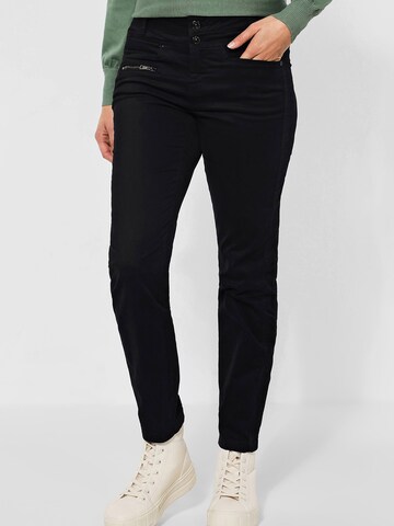 Coupe slim Pantalon 'Yulius' STREET ONE en noir : devant