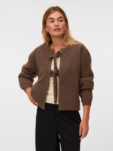 VERO MODA Knit cardigan 'VMBow' in Brown: front