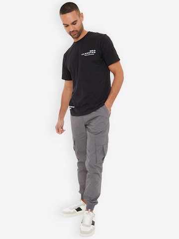 Threadbare Slimfit lange Cargohose 'Prince' in Grau
