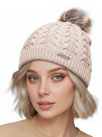Neverless Beanie '1975' in Beige: front