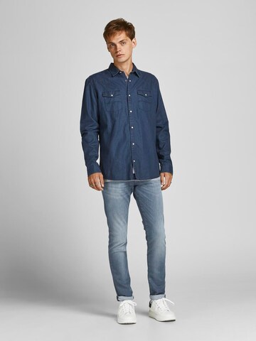 zils JACK & JONES Piegulošs Džinsi 'JJIGLENN JJICON JJ 857'
