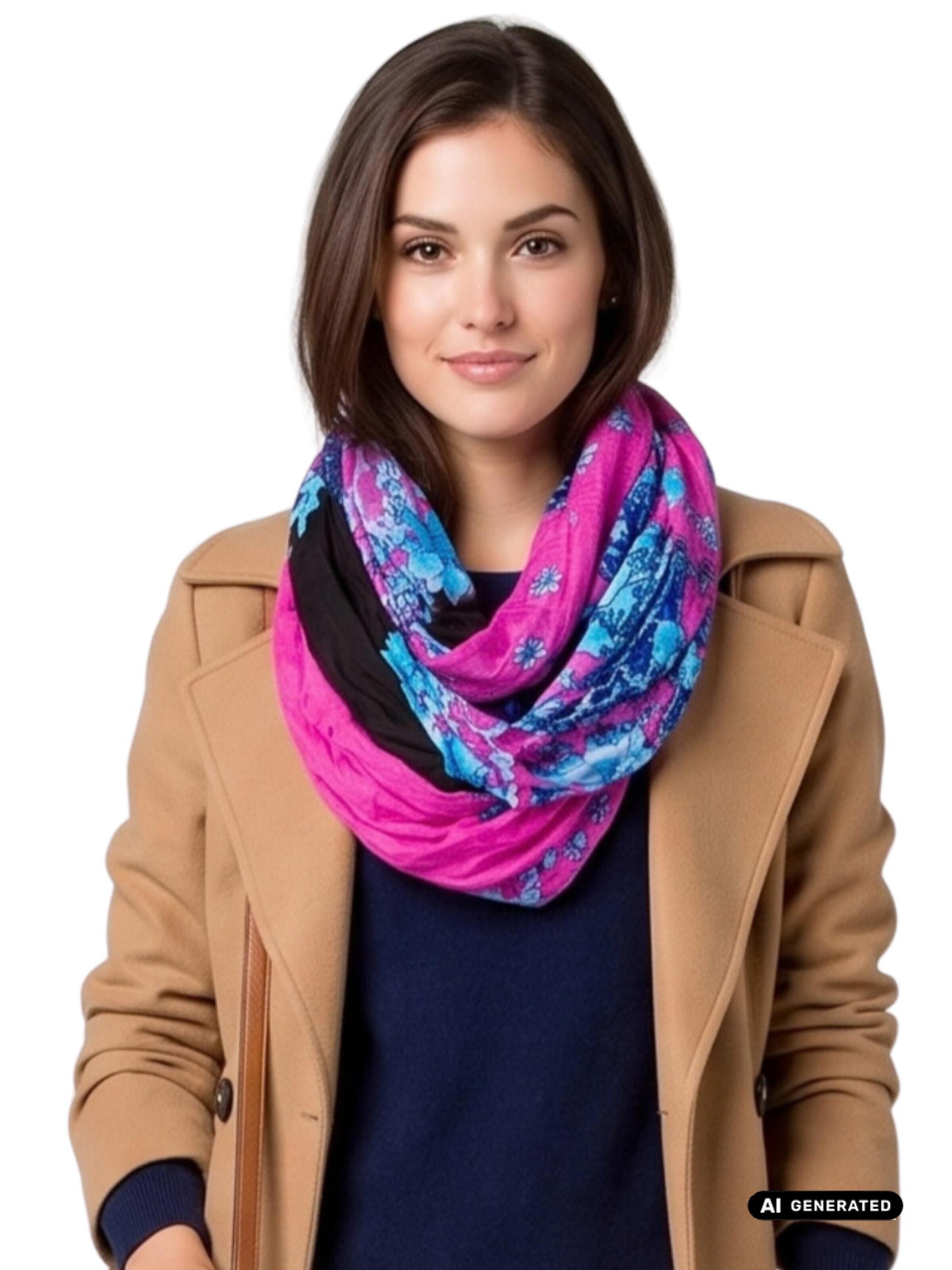 AvaMia Tube Scarf 'Schlauschal Blume' in Black: front