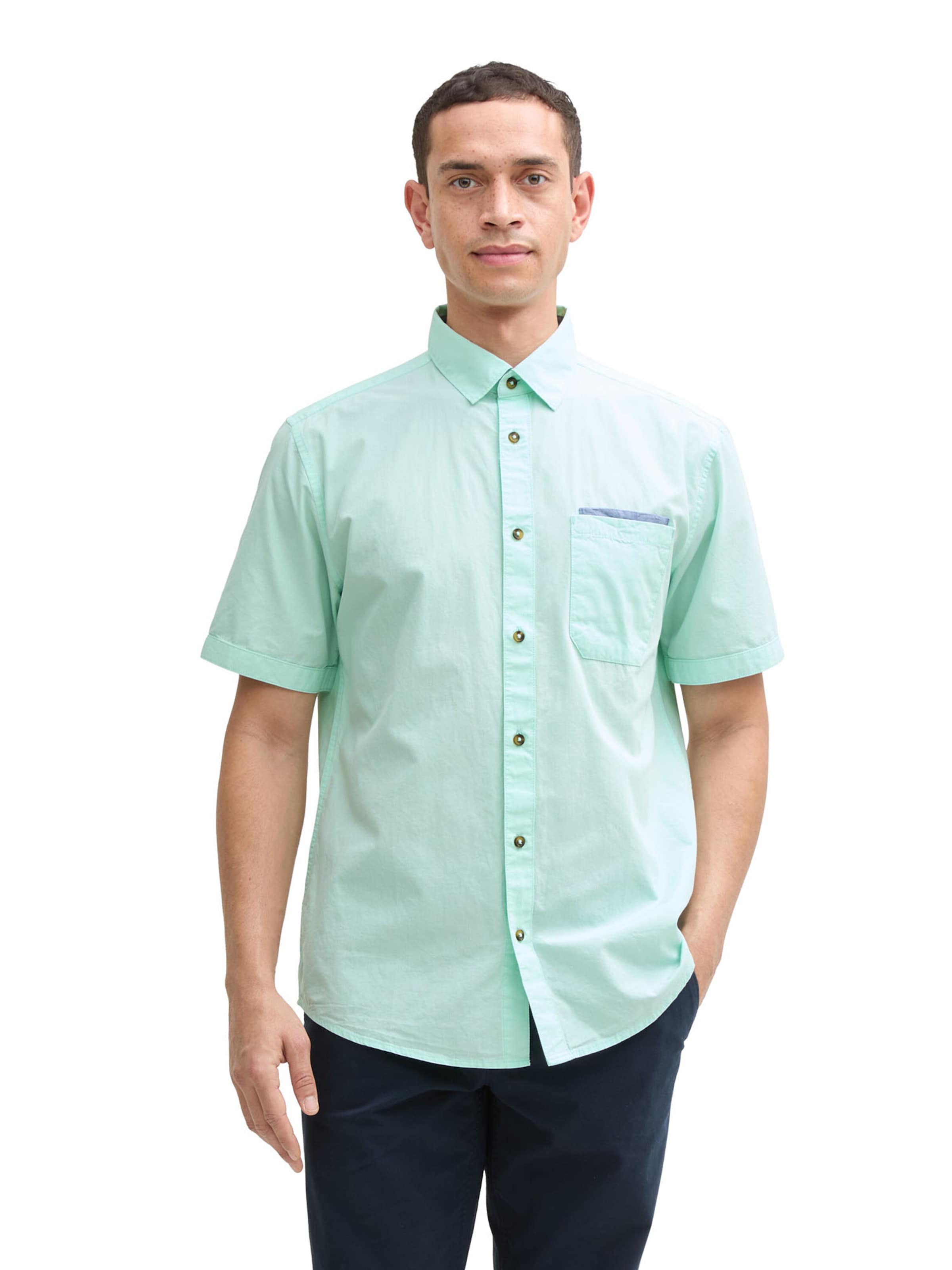 TOM TAILOR Regular fit Риза в зелено: отпред