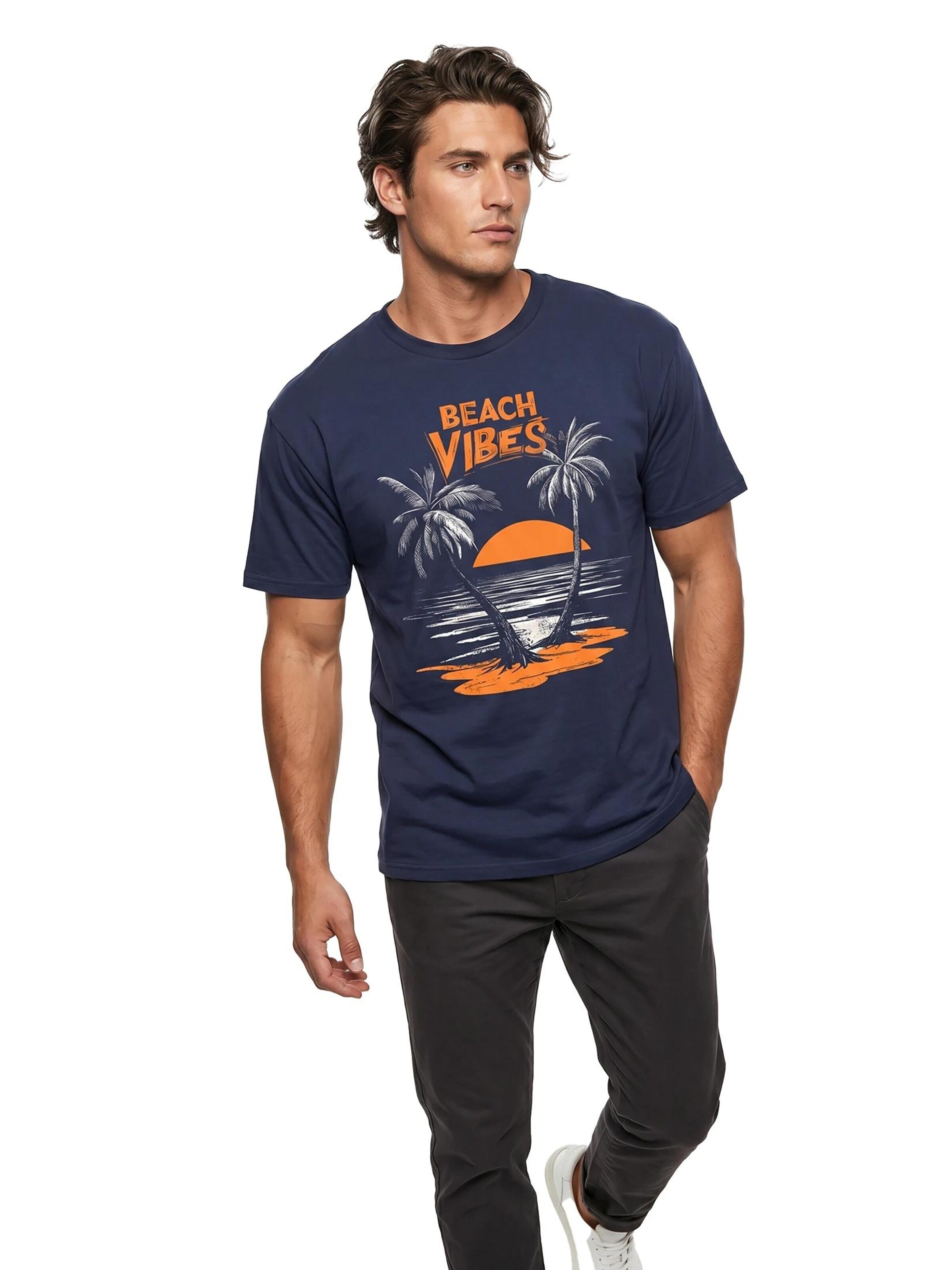 MAKAYA Shirt 'Beach Vibes' in Blue