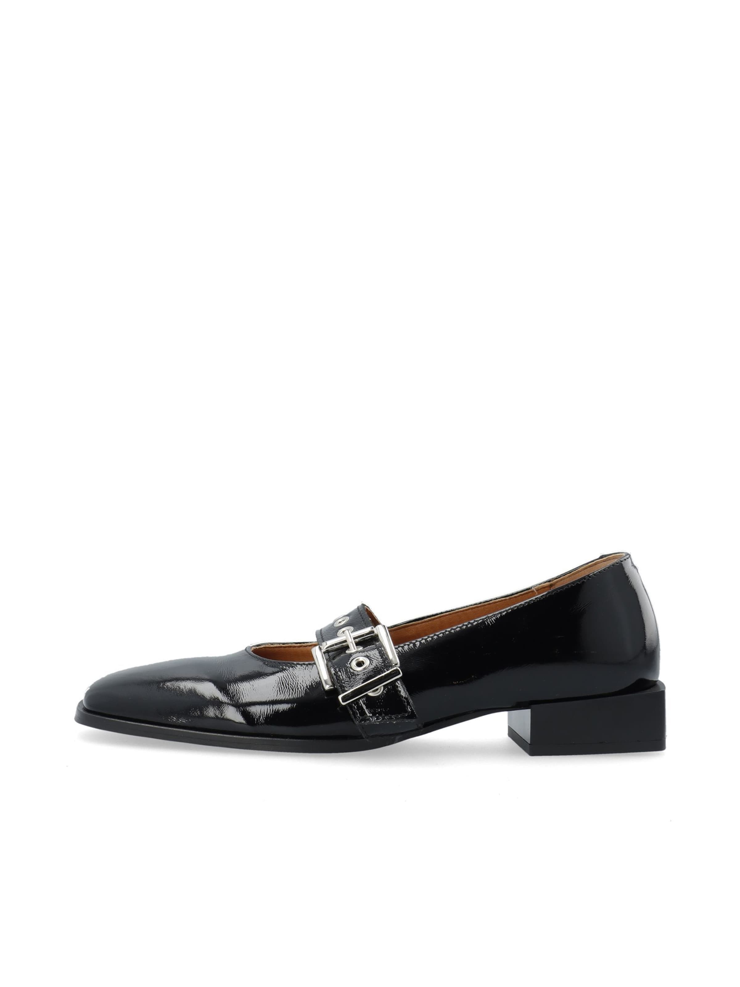 Bianco Ballet Flats with Strap in Black: front