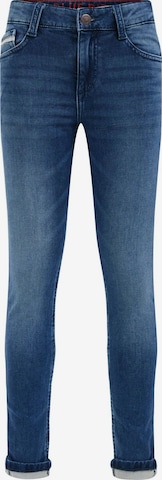 Coupe slim Jean WE Fashion en bleu : devant