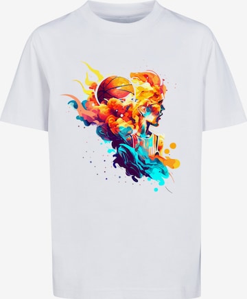 T-Shirt 'Basketball Sports Collection - Abstract player' F4NT4STIC en blanc : devant