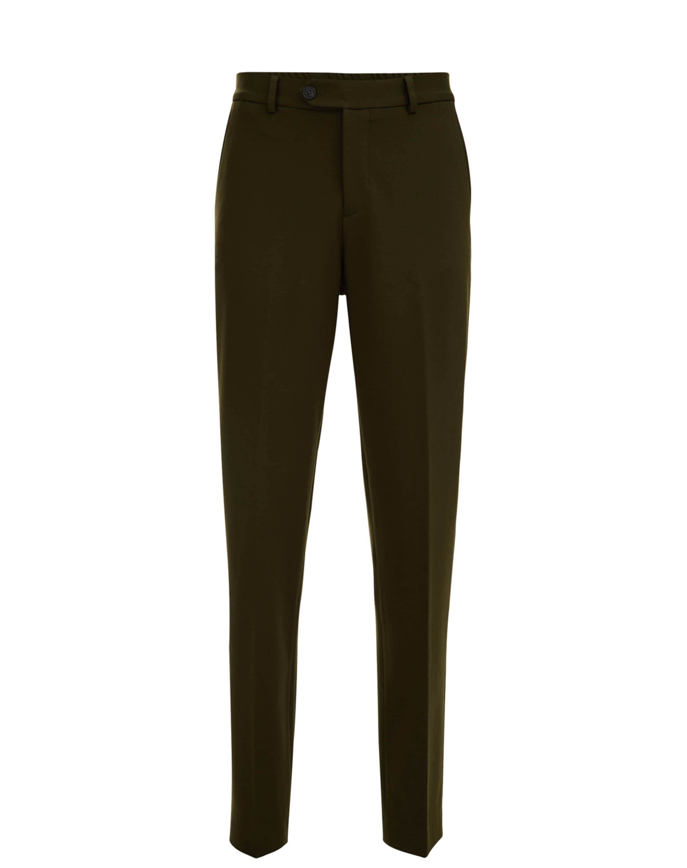 WE Fashion Slimfit Παντελόνι με τσάκιση σε πράσινο: μπροστά