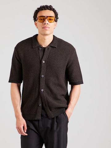 SELECTED HOMME Вязаная кофта 'SLHGINGER' в Черный: спереди