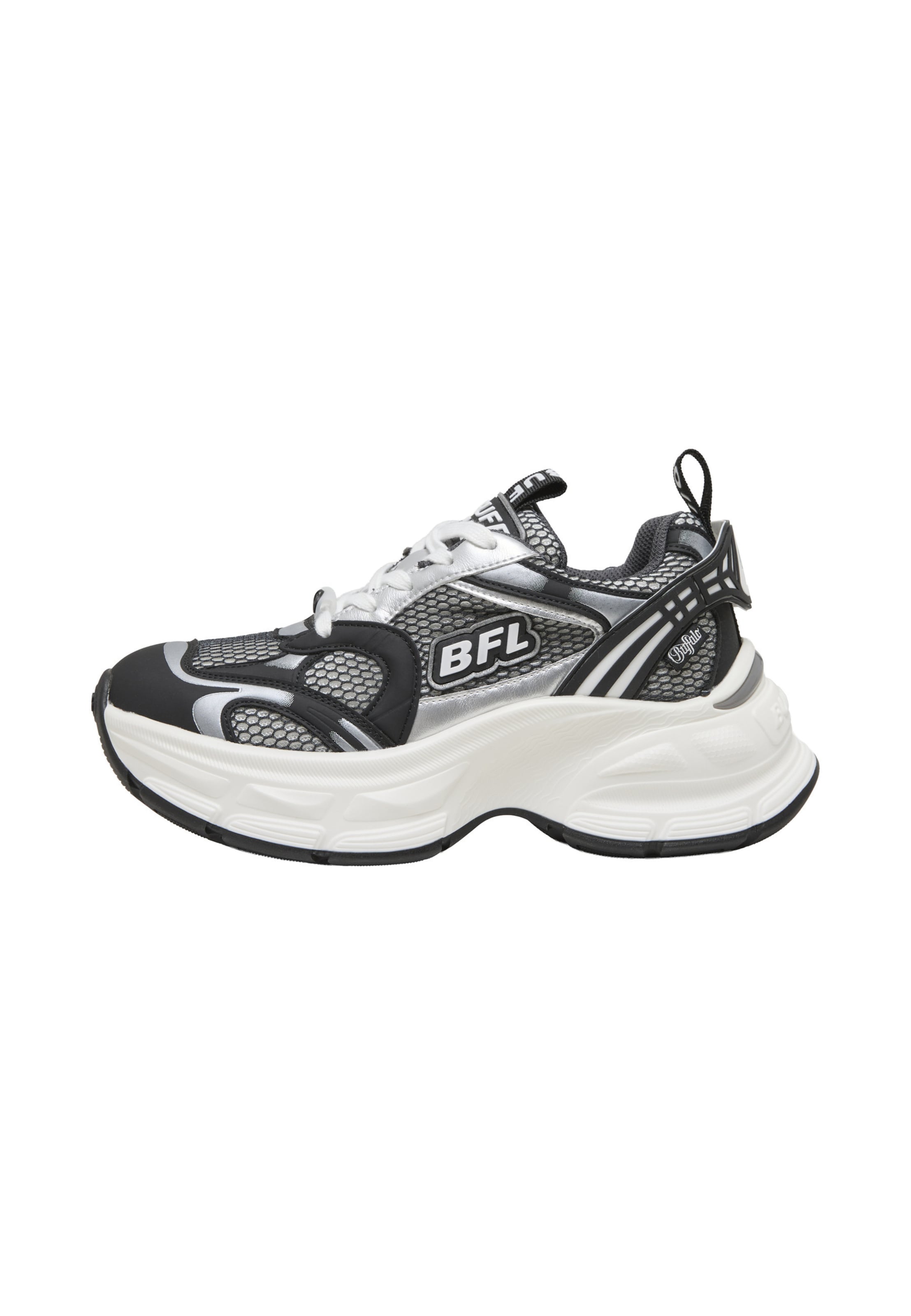 BUFFALO Sneakersy niskie 'Ridr' w rozmiarze 36 w kolorze czarny / srebrny / białym, Podgląd produktu
