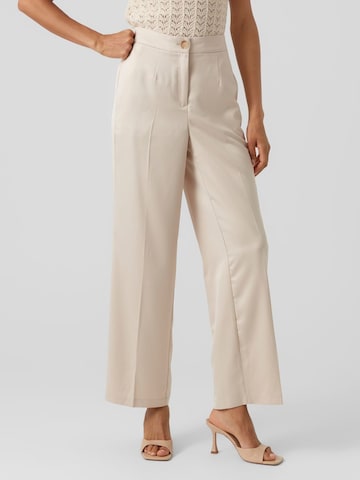 VERO MODA Regular Trousers with creases 'Uvita' in Beige: front