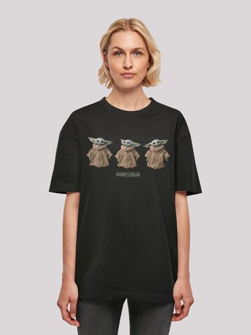 F4NT4STIC Oversized Shirt 'Star Wars The Mandalorian The Child Poses' in Black: front
