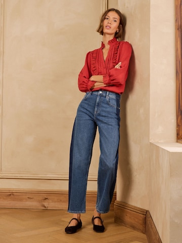 Barrel Jean love & roses en bleu