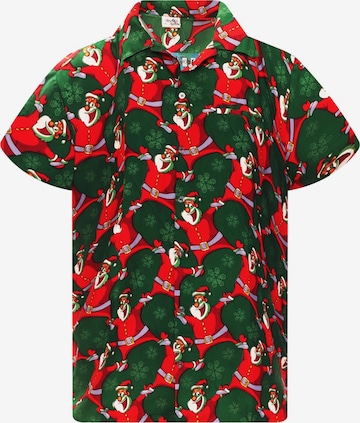 King Kameha Hemd 'Christmas Laughing Santa' in Grün: Vorderseite