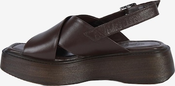 Sandales à lanières 'Keilsandalen' Desa en marron : devant
