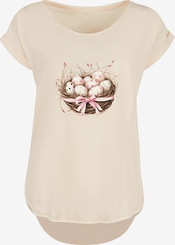 T-shirt 'Osterei Nest Korb Dekor' F4NT4STIC en beige : devant