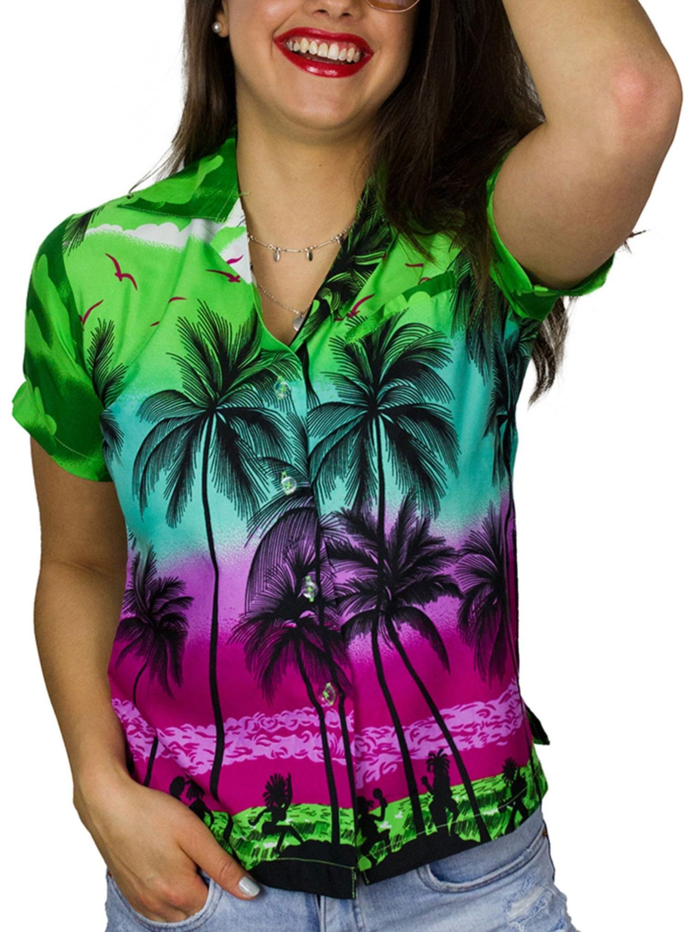King Kameha Blouse 'Beach' in Green