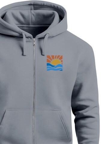 Neverless Zip-Up Hoodie 'Sun Wave Batch' in Grey