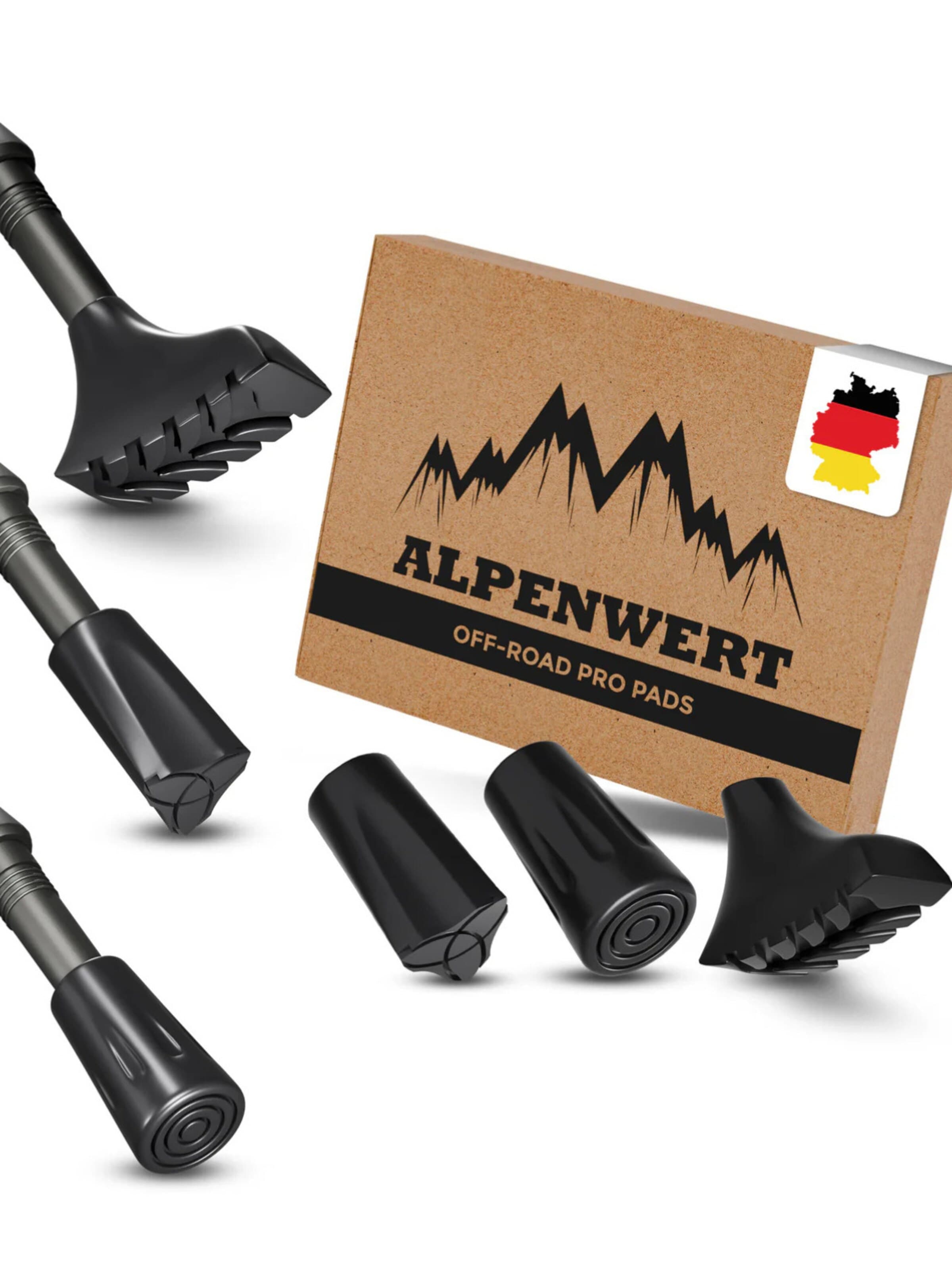 Alpenwert Outdoor Equipment 'Aufsätze Wanderstöcke' in Black: front
