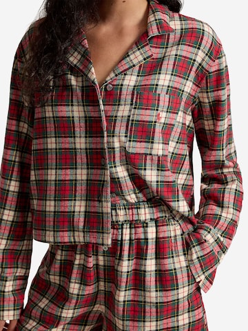 Polo Ralph Lauren Pyjama ' Crop & Boxer - Cozy Flannel ' in Beige