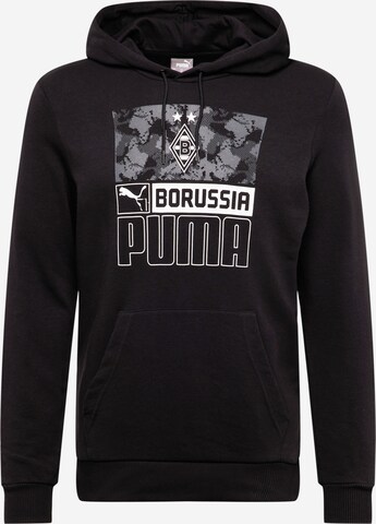 PUMA Sportsweatshirt 'Borussia Mönchengladbach' in Zwart: voorkant
