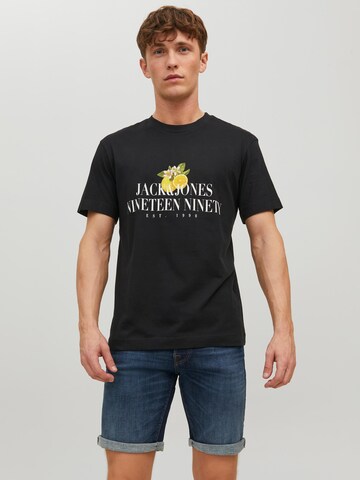 JACK & JONES Тениска 'Flores' в черно: отпред