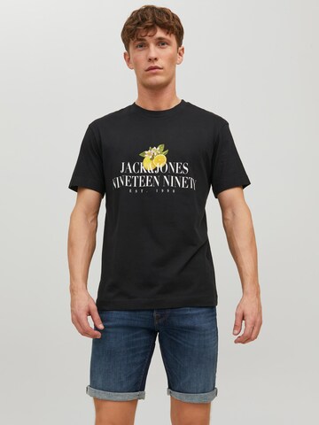 Tricou 'Flores' de la JACK & JONES pe negru: față